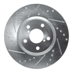 Subaru Impreza Brake Rotor (1) - Front Left - R1 Concepts - Drilled & Slotted - Silver - `17-`23